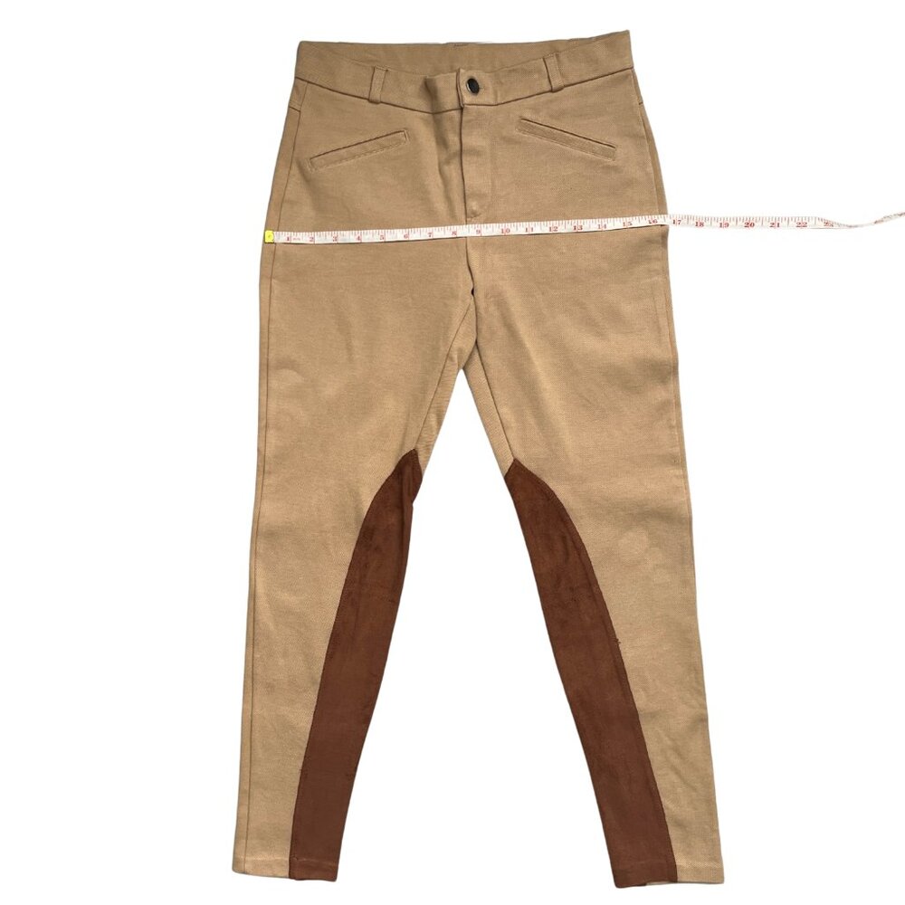 Zara Equestrian Riding Pants Brown Patch Quiet Luxury Preppy Chic Size Medium - Picture 6 of 14